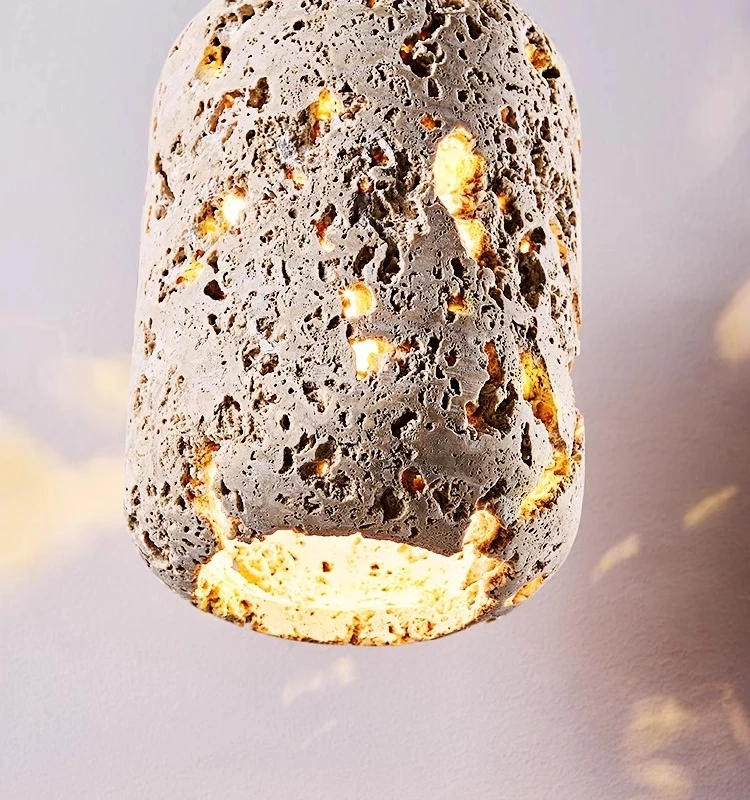 Creative Natural Stone Pendant Lamp Art E27 Bulb Wire