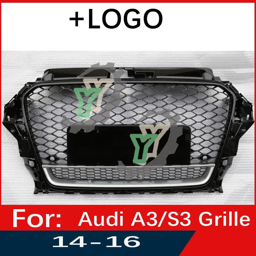 For Audi A3/S3 2014 2015 2016 8V Car Front Bumper Grille Centre Panel Styling Upper Grill (Modify For RS3 style)