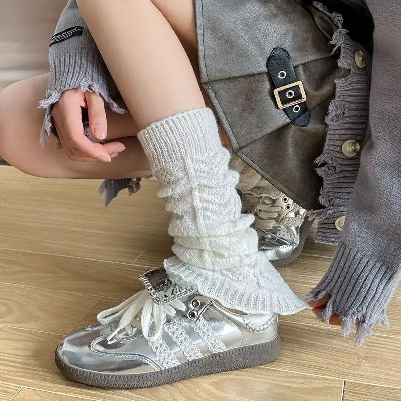 

Women's Leg Warmers Japanese Lolita Long Socks Wool Knitted Foot Cover Arm Warmer Autumn Winter Crochet Heap Sock Boot Cuffs