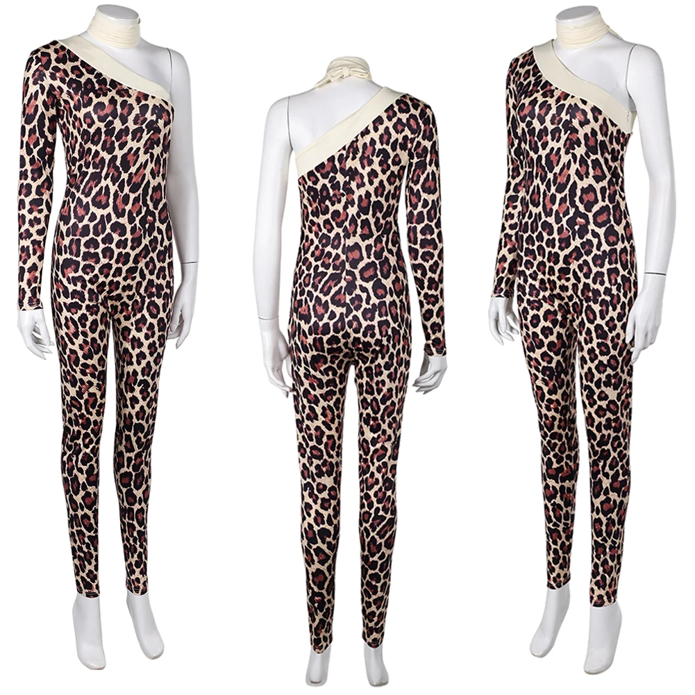 ABBA Cospaly Anni Frid Retro Leopard Printed Jumpsuit Fantasy Disguise Hallowmas Costume Party Uniform Carnival Role Play Suits