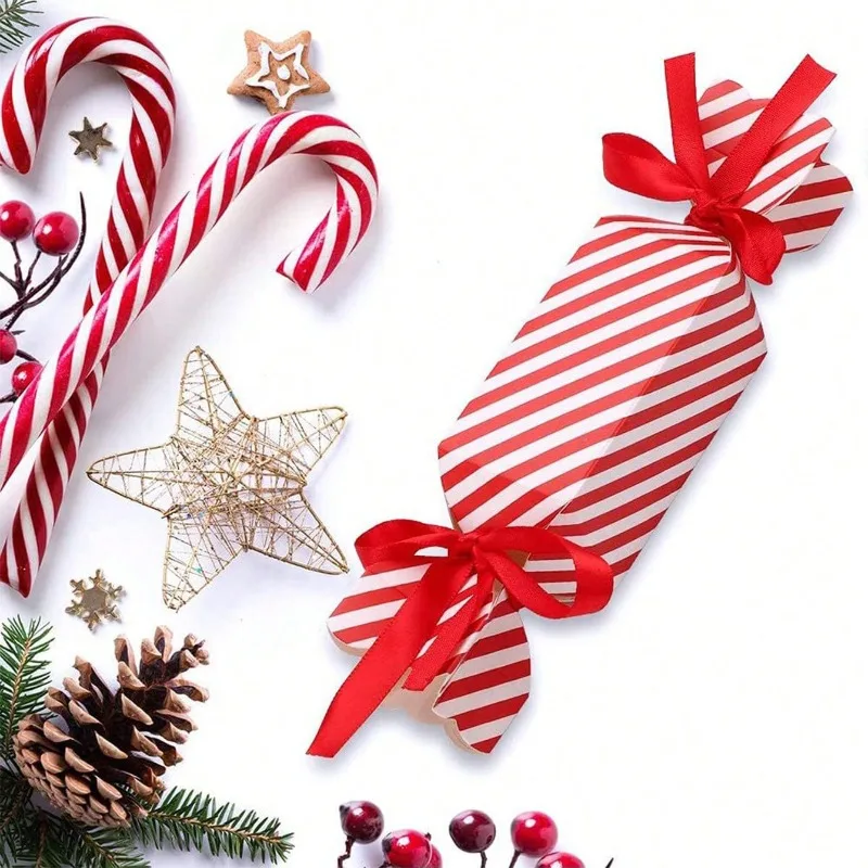 50 قطعة صندوق حلوى مخطط أحمر إبداعي صندوق حلوى الزفاف مربع التعبئة والتغليف هدية صندوق لحفلات الزفاف والحفلات السلع المنزلية