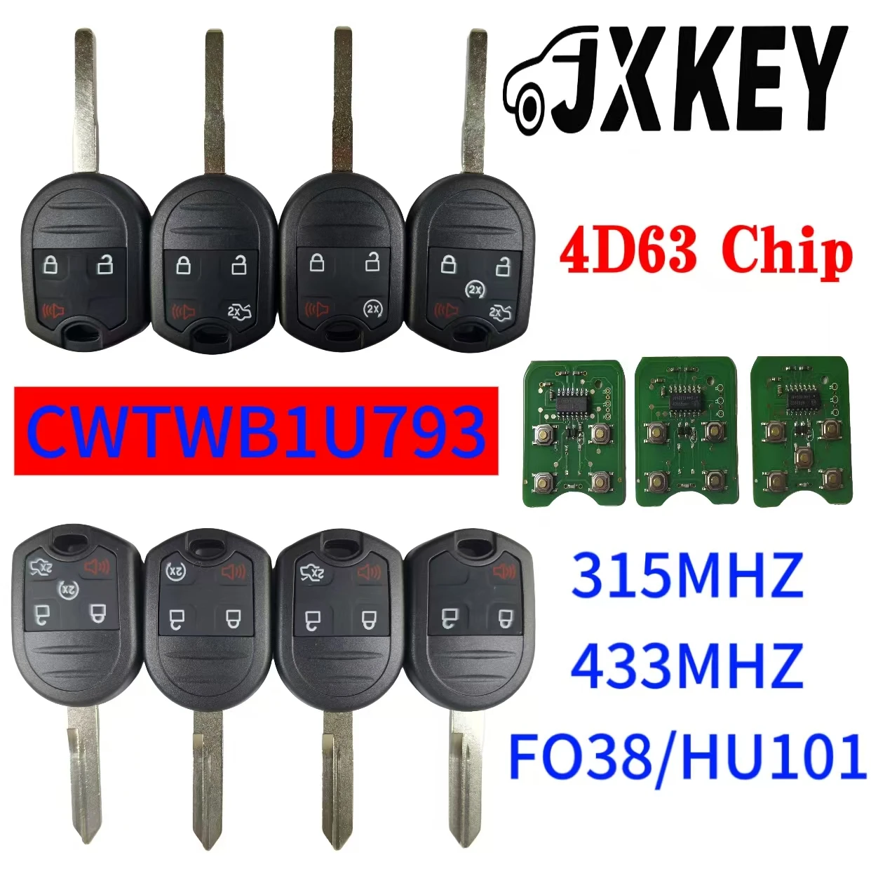 

JXKEY CWTWB1U793 315/433MHZ 4D63Chip Пульт дистанционного управления для Ford Edge, Escape, Expedition, Explorer, Flex, Fusion, Mustang, Taurus, Mazda Tribute