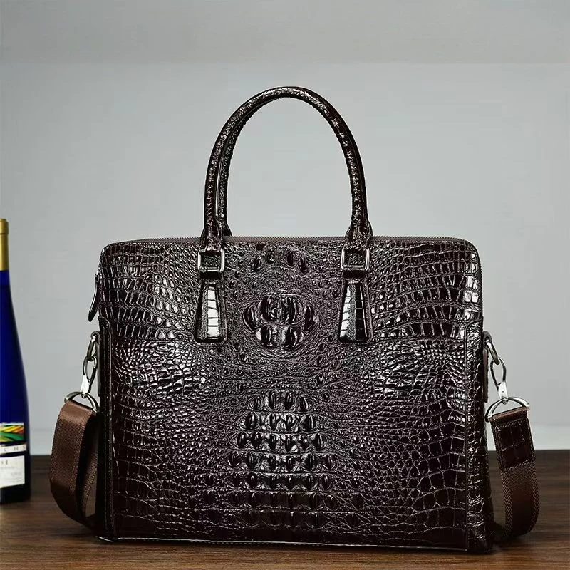 New Luxury Alligator Pattern Cow Genuine Leather Business Men's Briefcase Male Shoulder Bag Men Messenger Laptop Computer Bag