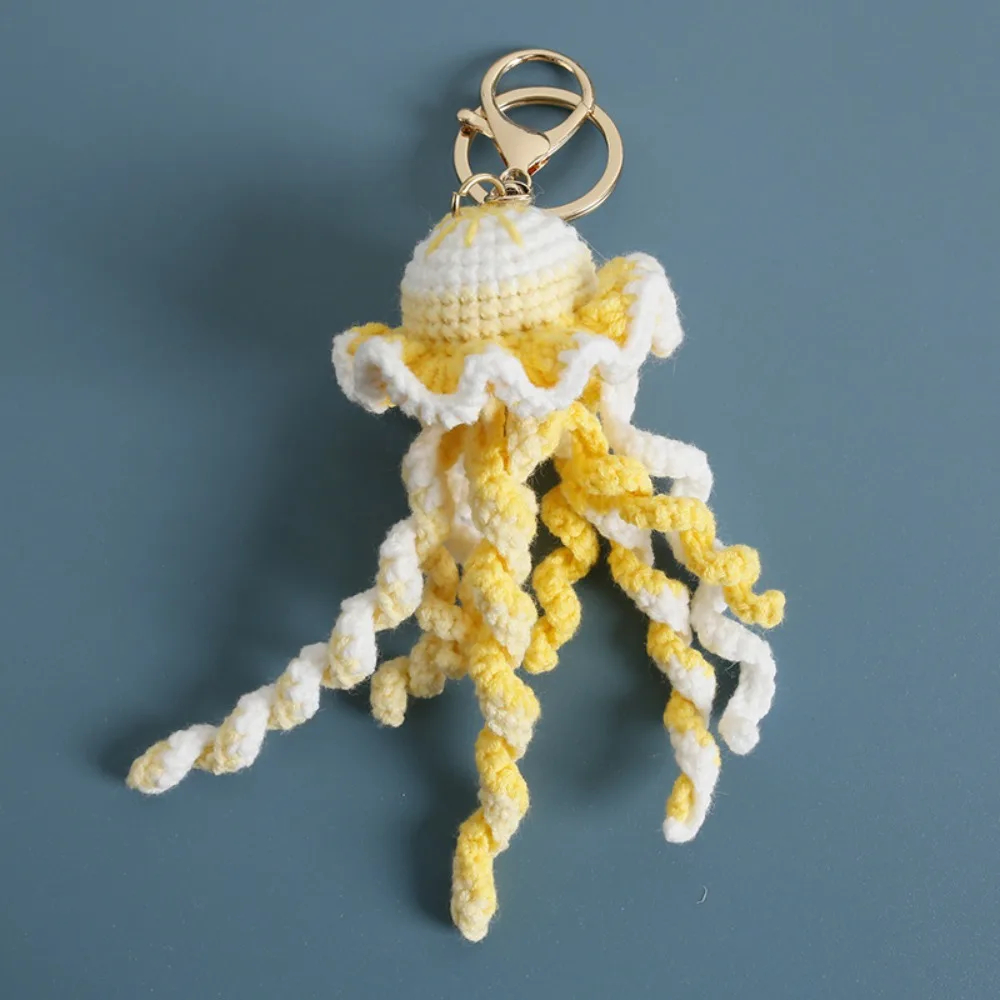 Jewelry Gift Ocean Series Crochet Keychain Handmaking Animal Doll Knitted Keyrings Jellyfish Dolphin Crochet Shark Doll Backpack