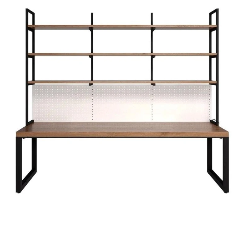 

Hole board desk bookshelf integrated table bedroom study student home solid wood computer office