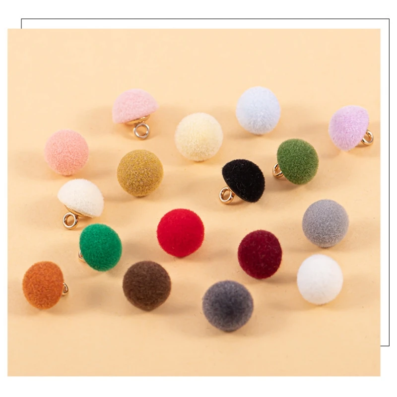 Colorful Mushroom Buttons Flocked Sew-On for Kids Sweater & Cardigan, Decorative Closures