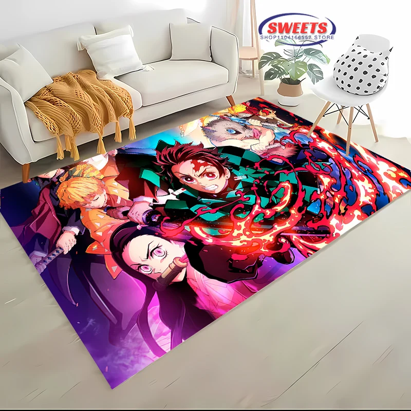 3D Printing Japan Anime Kamad0 Nezuk0 Carpet for Living Room Children's Bedroom Sofa Doormat Floor Rug Anti-slip Decor Mat Gift