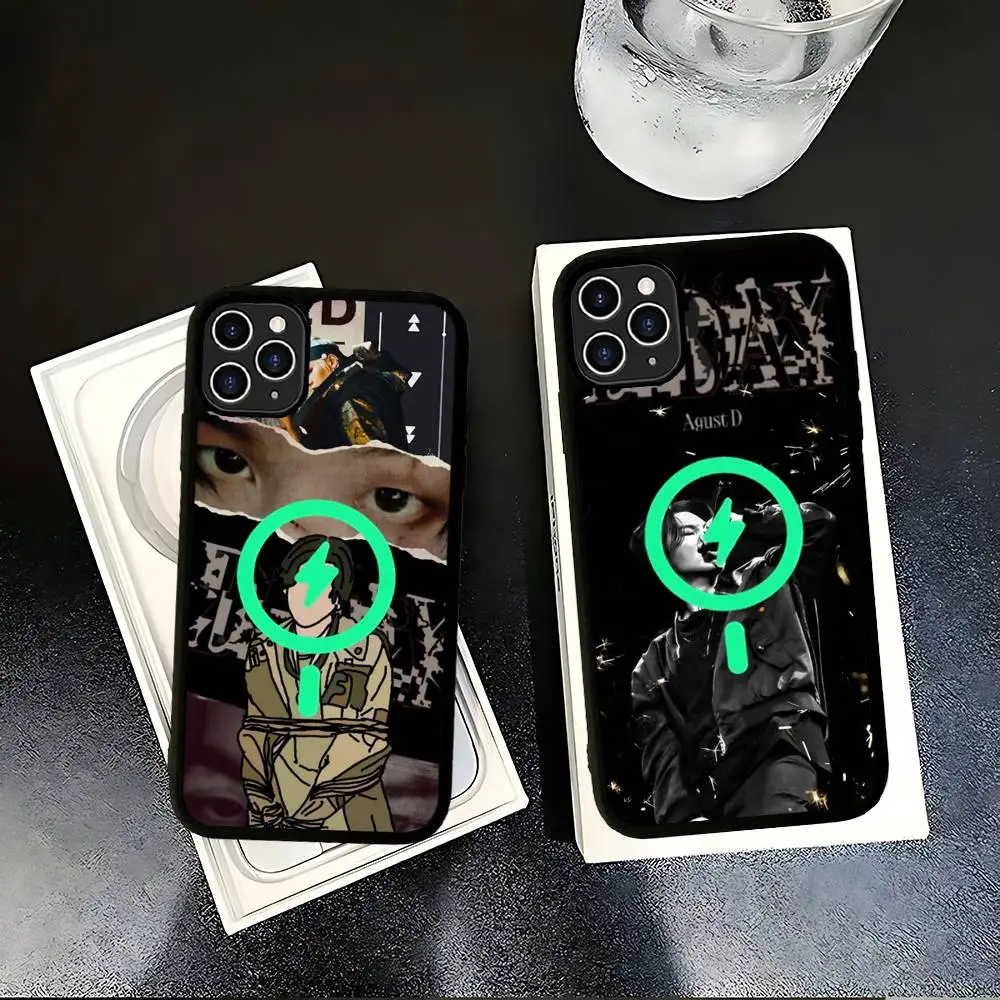 

Чехол для телефона Singer A-Agust D S-SUGA для iPhone 16 15 11 12 13 14 17 Pro Max Plus с магнитной беспроводной зарядкой