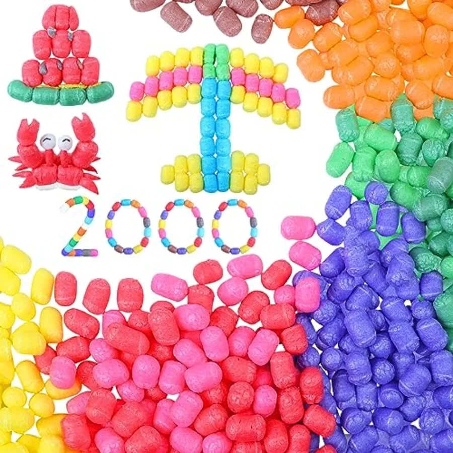 

2000 Pcs Magic Foam for Craft Bulk Puffs Corn Craft Kit for Preschool DIY Kindergarten School Stem Building Model Toys Stimulat