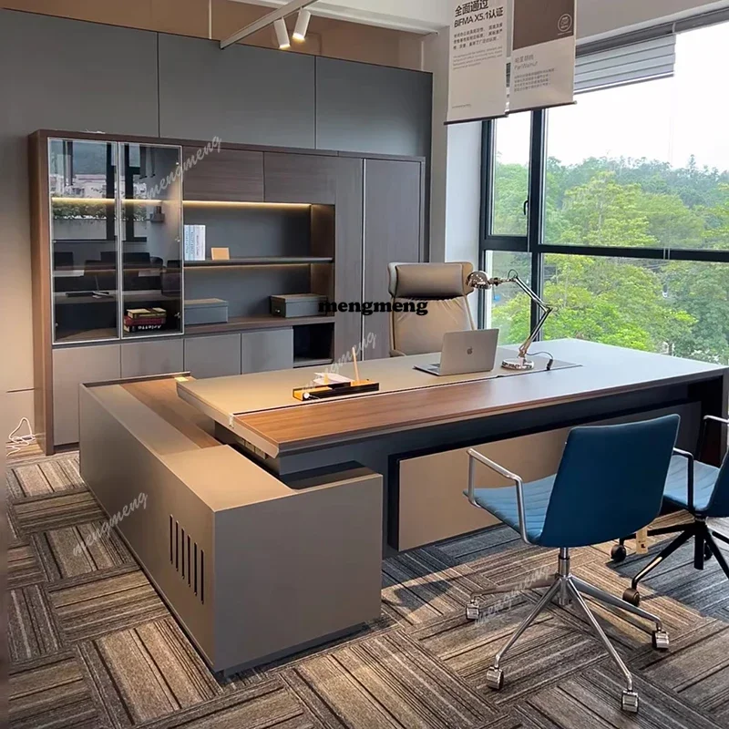 Hot sales Italian simple light luxury desk high sense large board supervisor desk business office workbench boss desk