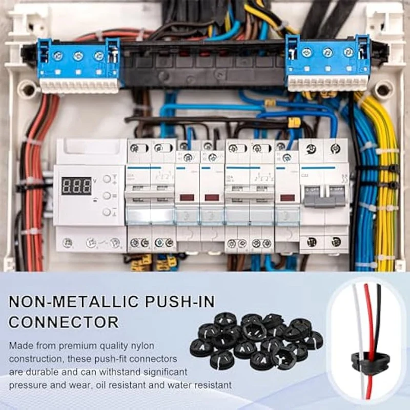 A76X-100Pcs Push-In Cable Connectors, 3/8 Inch Push In Connector Button Push-In NM Cable Clamps For Romex 1/2 Inch Knockouts