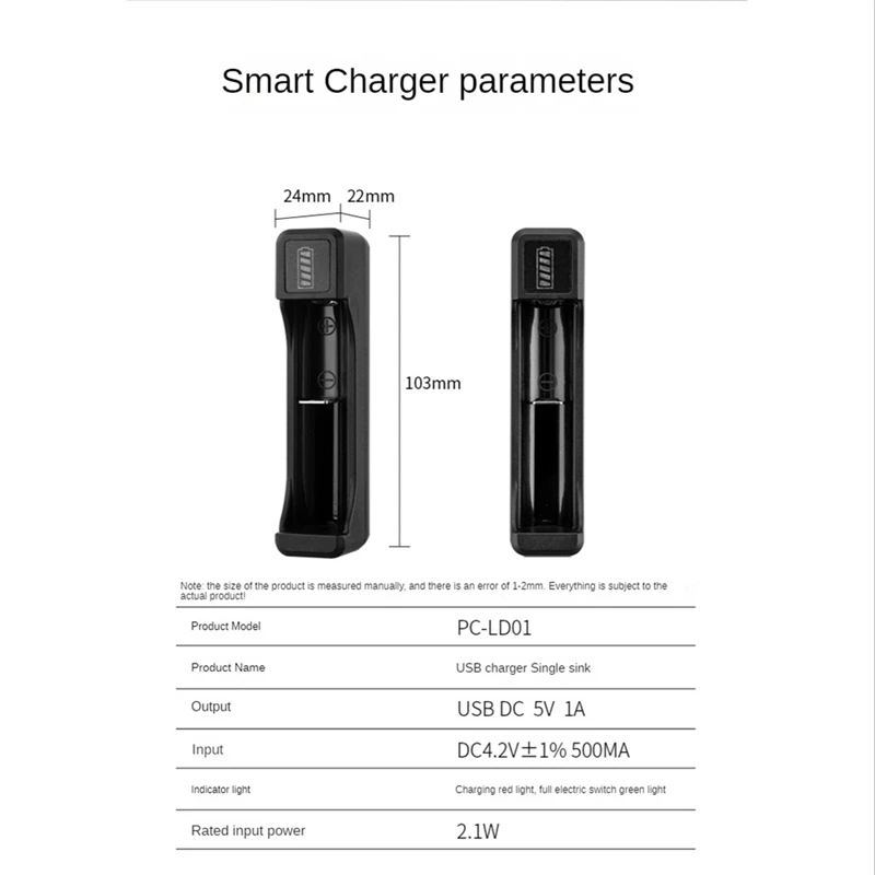18650 Fast Charger With Type-C Cable 4.2V Lithium Battery Intelligent Charger For 14500 26650 18650 Battery