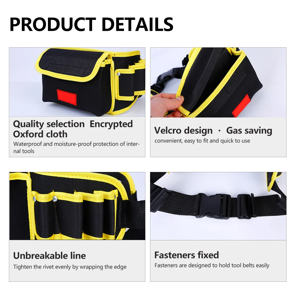 Borsa da elettricista in tessuto Oxford borsa multifunzione per attrezzi manuali borsa portaoggetti per cintura con fibbia regolabile organizzatore