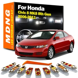 MDNG 11Pcs For Honda Civic 8 MK8 8th Gen 2006 2007 2008 2009 2010 2011 LED Bulbs  Interior Vanity Mirror Light Map Dome Lamp Kit