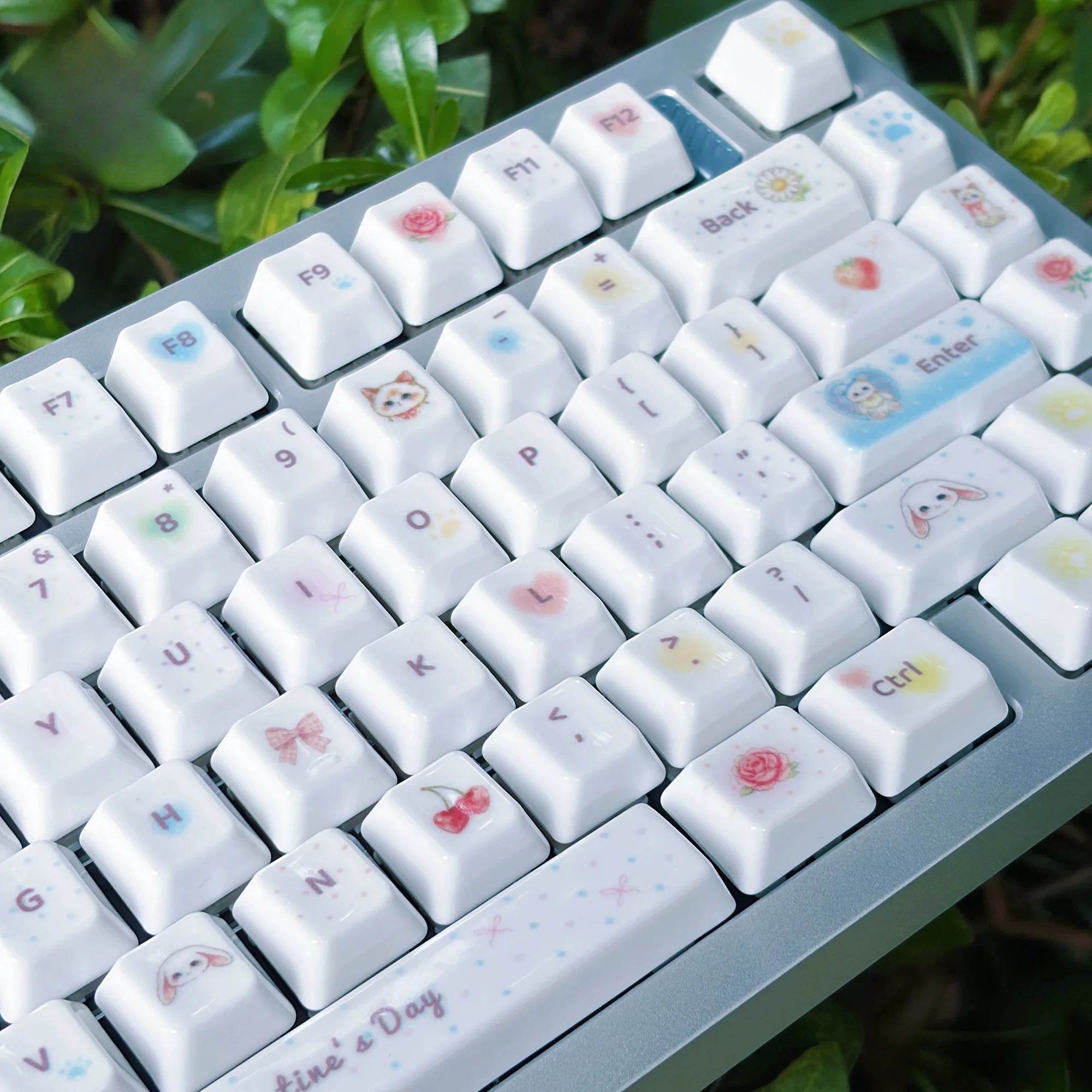 Cute Ceramic Theme Keycaps Set Cherry Profile Sublimation Transmission Custom Original Handmade Keycaps for Mechanical Keyboard