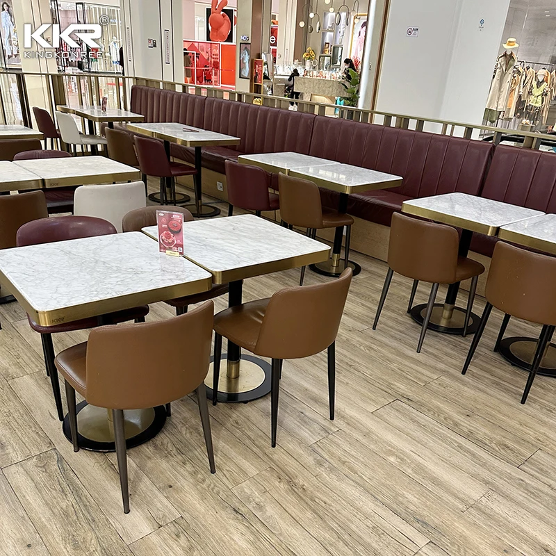 Fast Food Table And Chairs / High End Restaurant Furniture / Solid Surface Restaurant Tables CNC Machine Dining Table Modern