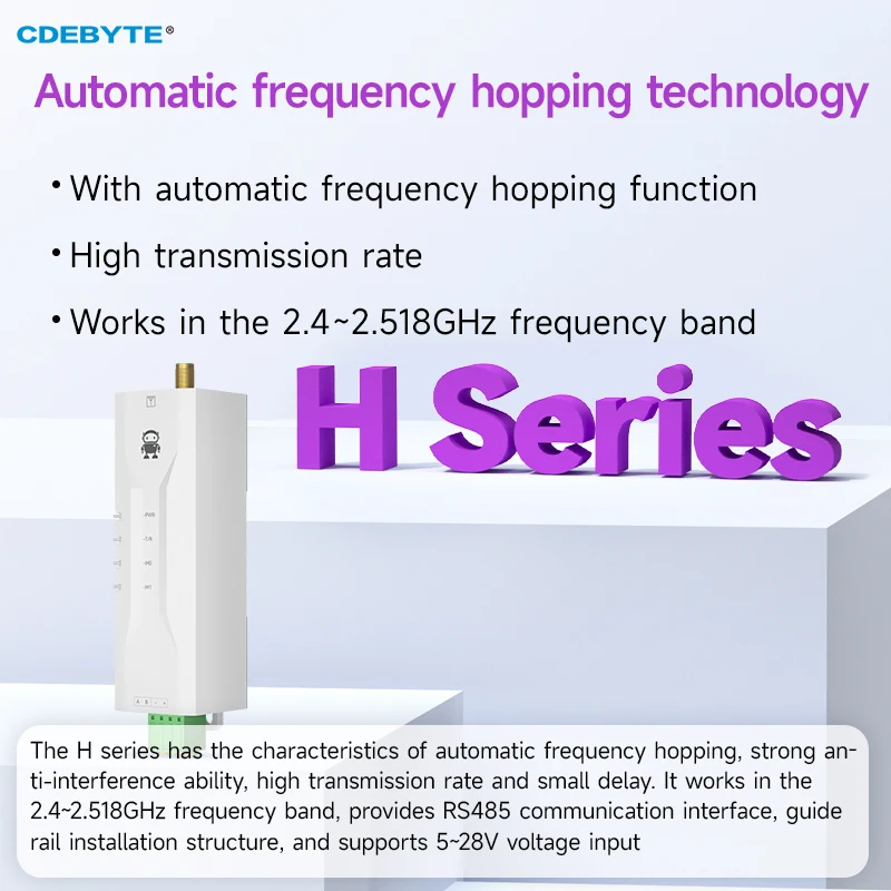 

Wireless Digital Transmission Radio Automatic Frequency Hopping CDEBYTE EWD95M-2G4H20(485) RS485 Small Size DIN-Rail 2.4GHz