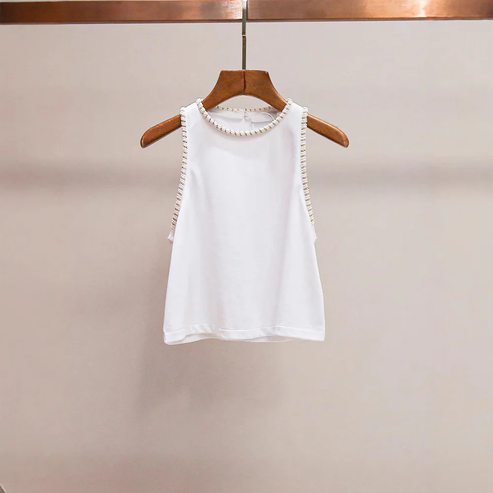 

2025 women's new casual round neck top hollow vest vest