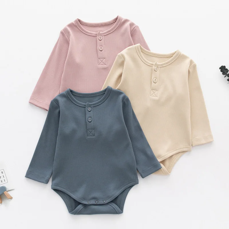 

Infant Baby Girl Boys Romper Long Sleeved Cotton Solid Color Toddler Baby Girls Boys Jumpsuit Children Clothing For Autumn