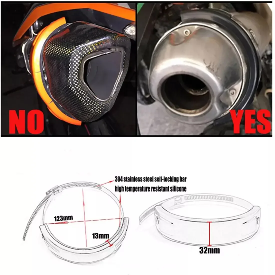 Round Exhaust Protection Decoration Ring Fit Motorcycle 100‑140Mm Size Anti Scratch Exhaust Cover Repair Component