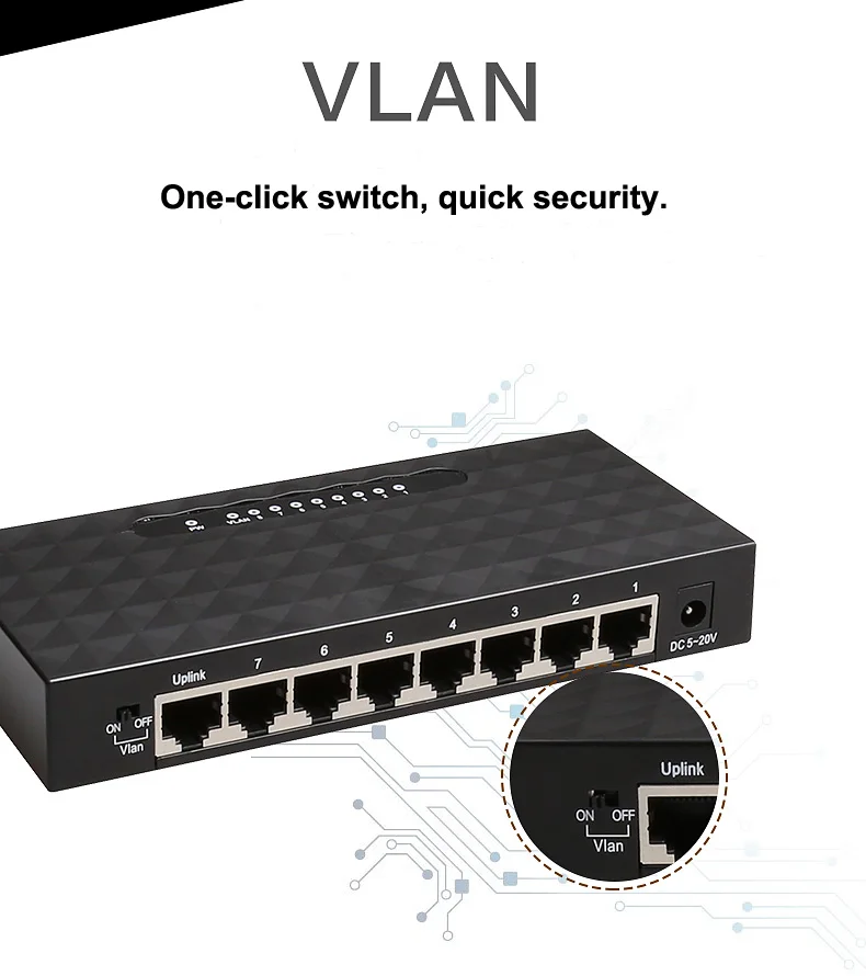 DIEWU Switch di rete Gigabit Ethernet VLAN a 8 porte 10/100/1000M
