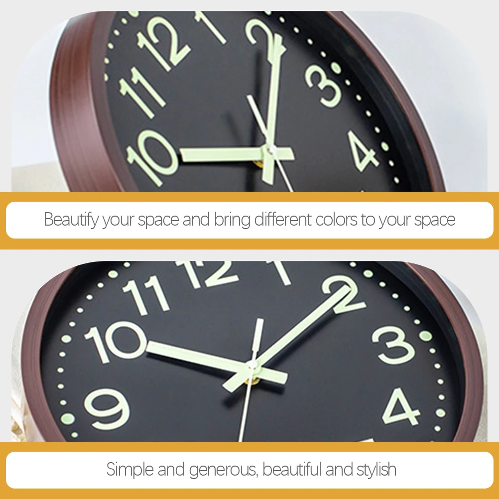 

Imitation Wood Grain Wall Clock Mute Modern Safe Illuminated Round Decor Clocks