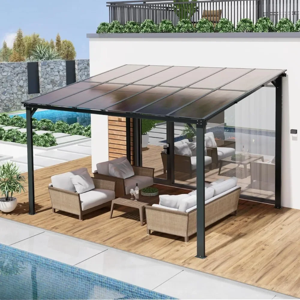 

Patio Gazebo with Waterproof Fuzzy Strip, Innovative Base Support Pergola, Wall Mounted Gazebo for Backyard, Decks, Decks,Garden