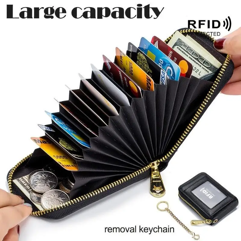 

Кошелек-держатель для карт с блокировкой RFID премиум-класса — надежная молния вокруг дизайна, несколько отделений, стильный повседневный стиль для повседневного использования