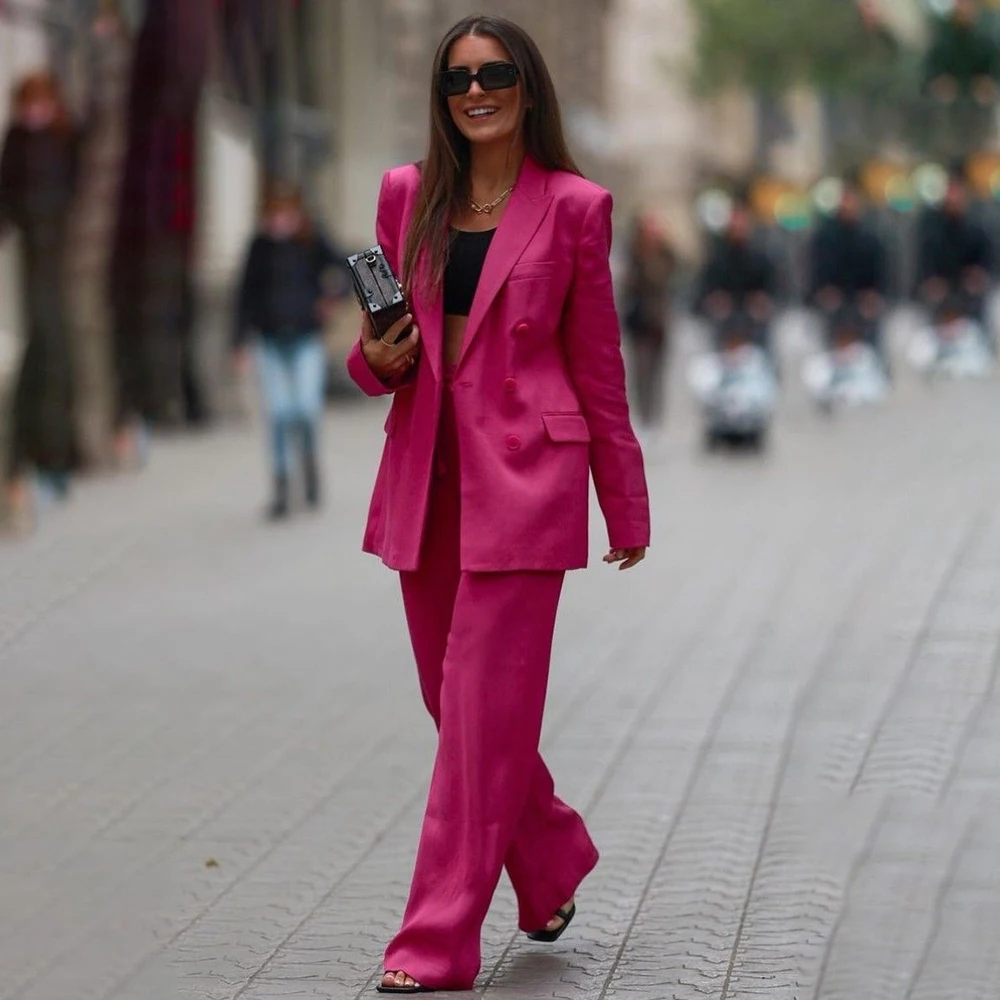 

Double Breasted Women's Suits 2026 High Quality 2 Piece Jacket Pants Full Sets Elegant Female Clothing Outfits Costume 2026