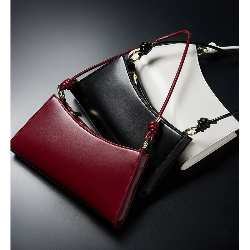 YANATARI underarm cowhide Genuine leather handbags women vintage red shoulder bag female korean luxury bag high quality 2024