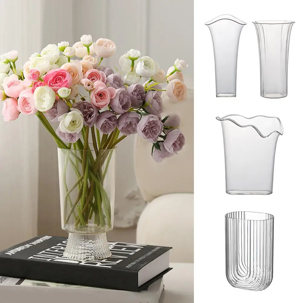 

Plastic Transparent Vase Creative Home Decor Imitation Crystal Vase Decorative Nordic Style Wedding Durable Irregular Vase