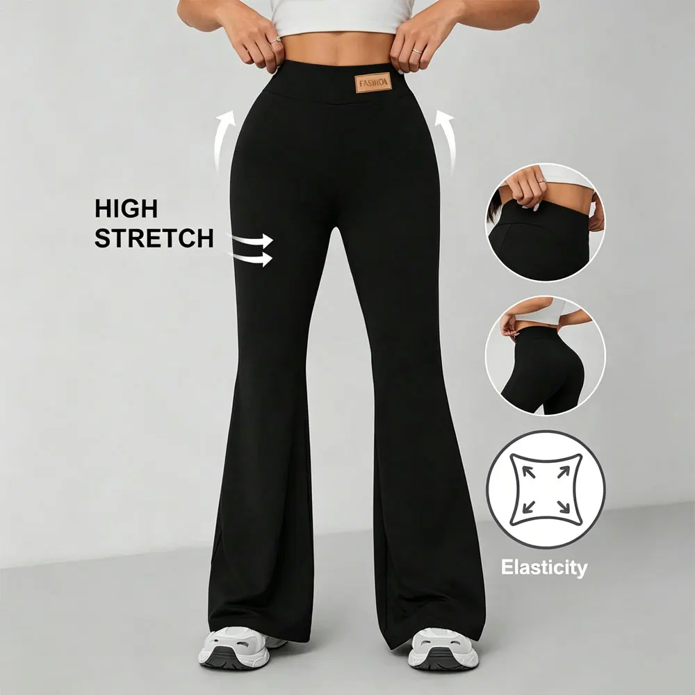 Y2K High Waist Fashion Flared Pants Retro Pattern Slim Fit Casual Trousers streetwear thin wide leg pant for slim women Clothing