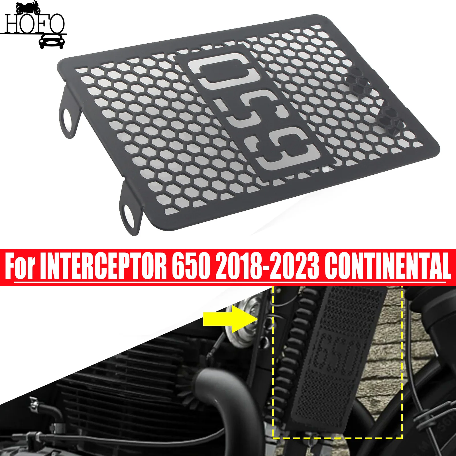 

Black Radiator Guard Protector Grille Cover For CONTINENTAL 650 / GT 650 2019-23
