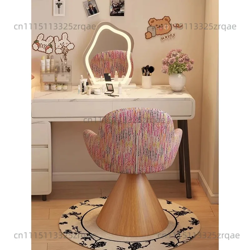 Elegant Nordic Bedroom Vanity Chair Adult Backrest Makeup Stool Swivel Dressing Table Seat Home Cosmetic Desk Chair Comfortable
