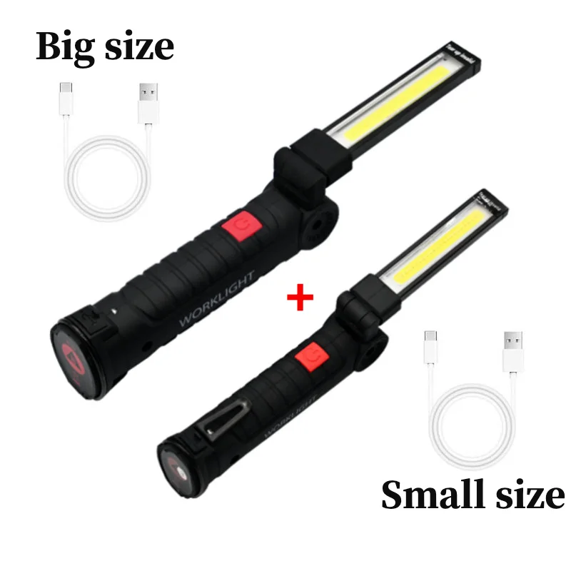 Rechargeable LED Work Light Magnetic Base Ultra Bright COB Flashlight Inspection Lamp for Car Repair, Home Using,Outdoor Camping