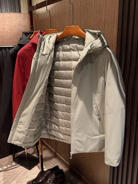 

Men's down Jaet Lightweight Outdoor Waterproof Warm Goose down Hooded Coat Pure Color Versatile Busin Casual Sle