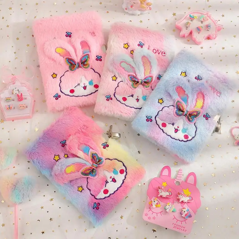 Bunny Diary Secret Lockable Diary With Lock Lockable Plush Bunny Journal Notebook Set Rabbit Diary For Kids Girls Children's