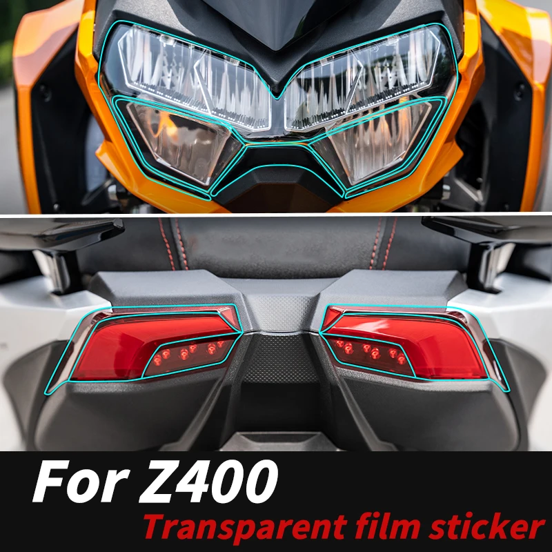 For Kawasaki Z400 Headlight Clear TPU Film Self-Healing High-Clarity Anti-Fingerprint Waterproof Protective Mod Parts