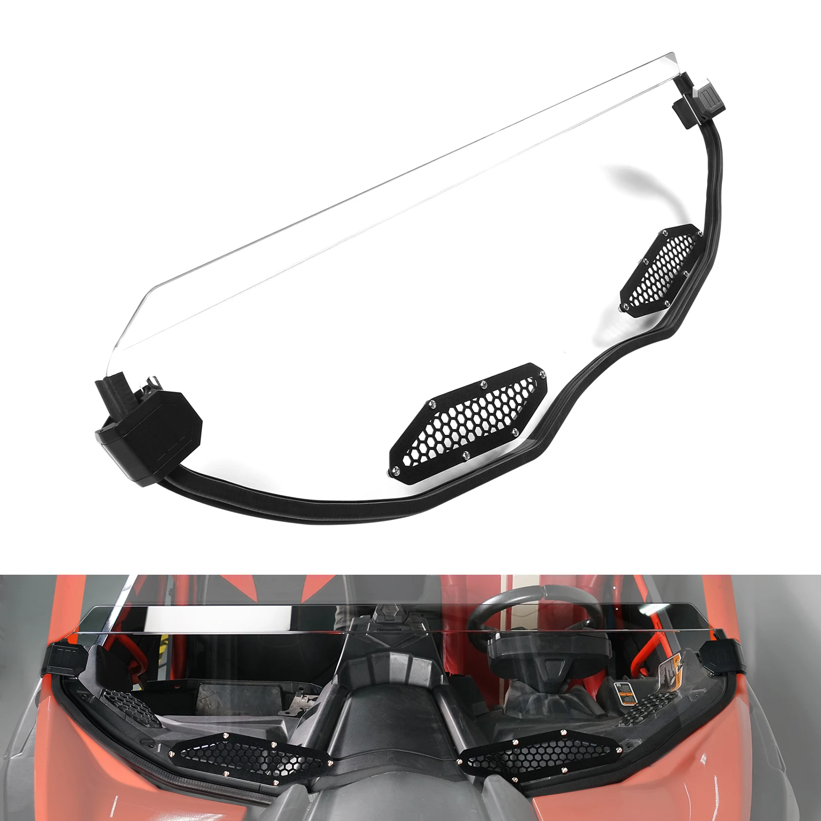 NICECNC X3 2017-2021 UTV Half Windshield UV Resistant Wind Deflector for Can-Am Maverick X3 RR 4x4 DS Turbo DPS 2022-2024 2023