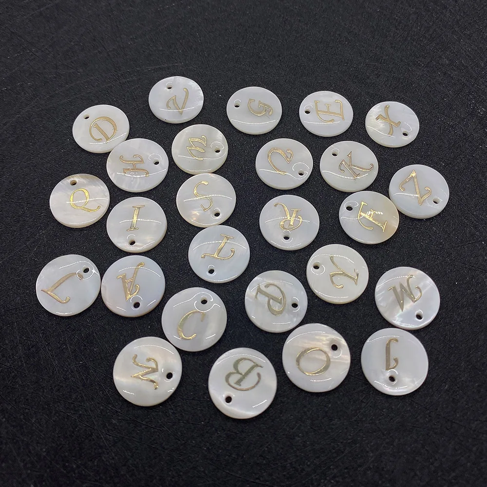10pcs/bag Natural Freshwater Shell Beads Letter Shape White Necklace Making DIY Charm Earrings Bracelet Accessories Supplies