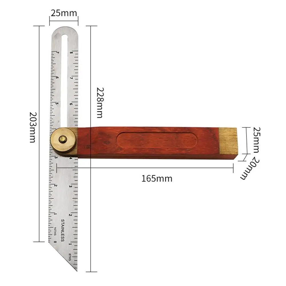 9inch Stainless Steel Sliding Angle Ruler With Wooden Handle Multi Angle Adjustable Measurement Tool dropshipping wholesale