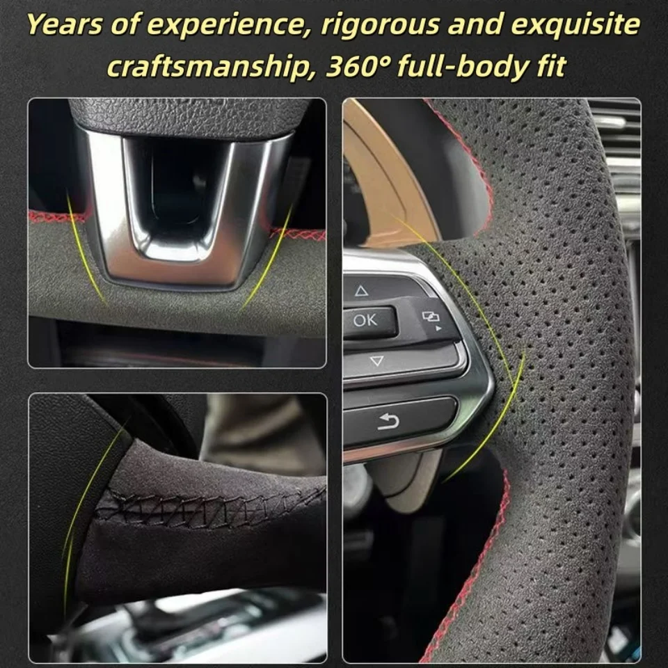 Autozubehör Handgenähter Perforierter Rutschfester Weicher Wildleder-Lederbezug F31 F34 F20 F21 F22 F23 Lenkradbezug für BMW F30 – Detail 2