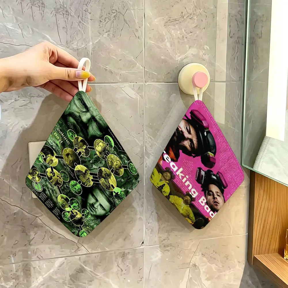 TV Play Breaking Bad Polyester Cotton Hanging Kitchen Towel, Absorbent Hand Wiping Cloth for Daily Cleaning Drying