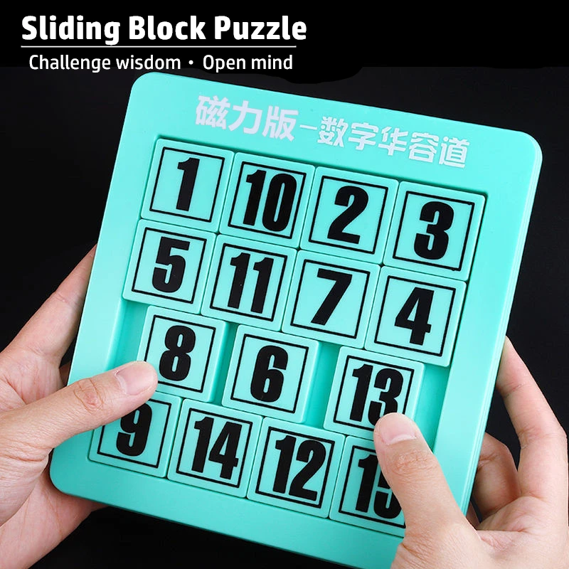 Magnetic Number Sliding Block Puzzle - Digital Brain Teaser Game Educational Intelligence Toy for Kids Boys & Girls