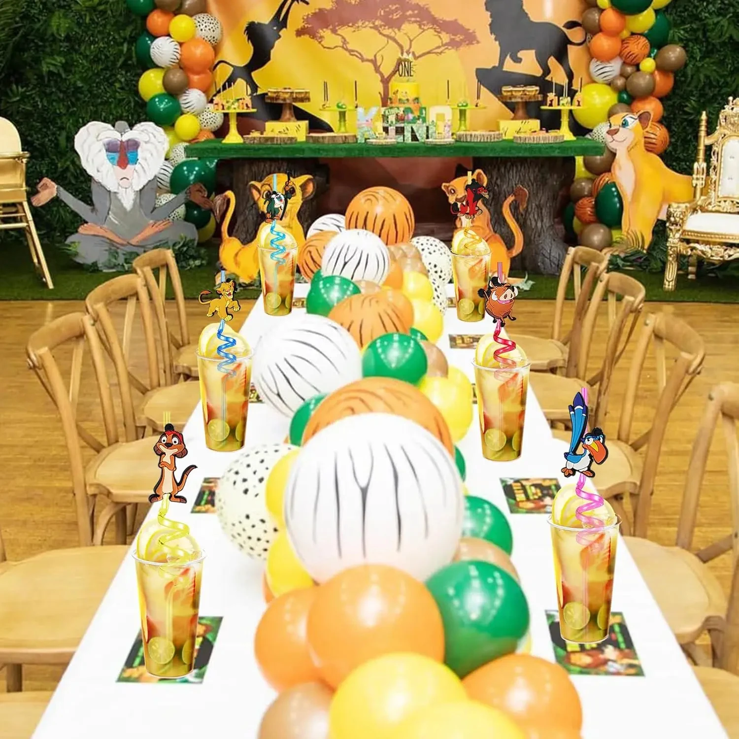 Simba König der Löwen Wiederverwendbare Strohhalme für Rafiki Pumbaa Timon Löwe Geburtstagsparty-Zubehör Gefälligkeiten für Simba Löwe Partygeschenke – Detail 6