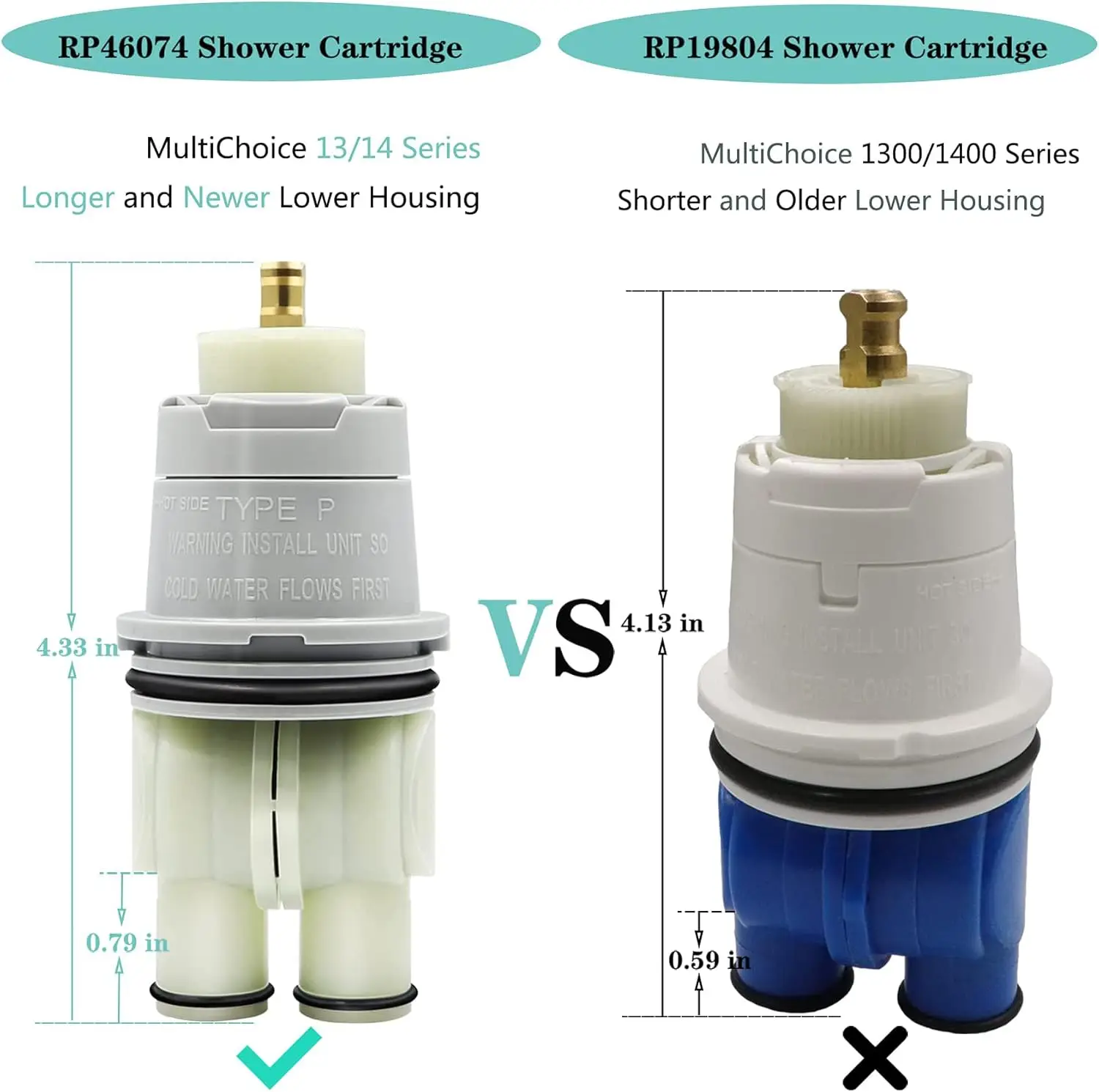 RP46074 Shower Valve Cartridge Assembly Compatible For Shower and Tub 13/14 Series Faucet, Single-handle Universal Repair Assembly, Replacement Monitor Cartridge.