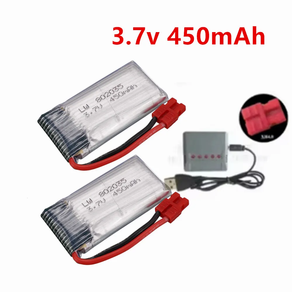 3.7V 450mAh 802035 Lipo Battery For SYMA X15 X5A-1 X15C X15W RC Drone Helicopter Spare Parts 3.7v Rechargeable Battery +charger