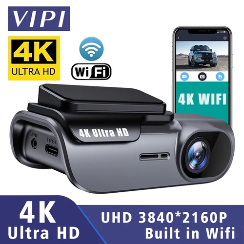 Cámara de salpicadero 4K 3840*2160P, WIFI, cámara DVR para coche, grabadora de vídeo, registrador Dashcam, caja negra, monitoreo de 24 horas, visión nocturna