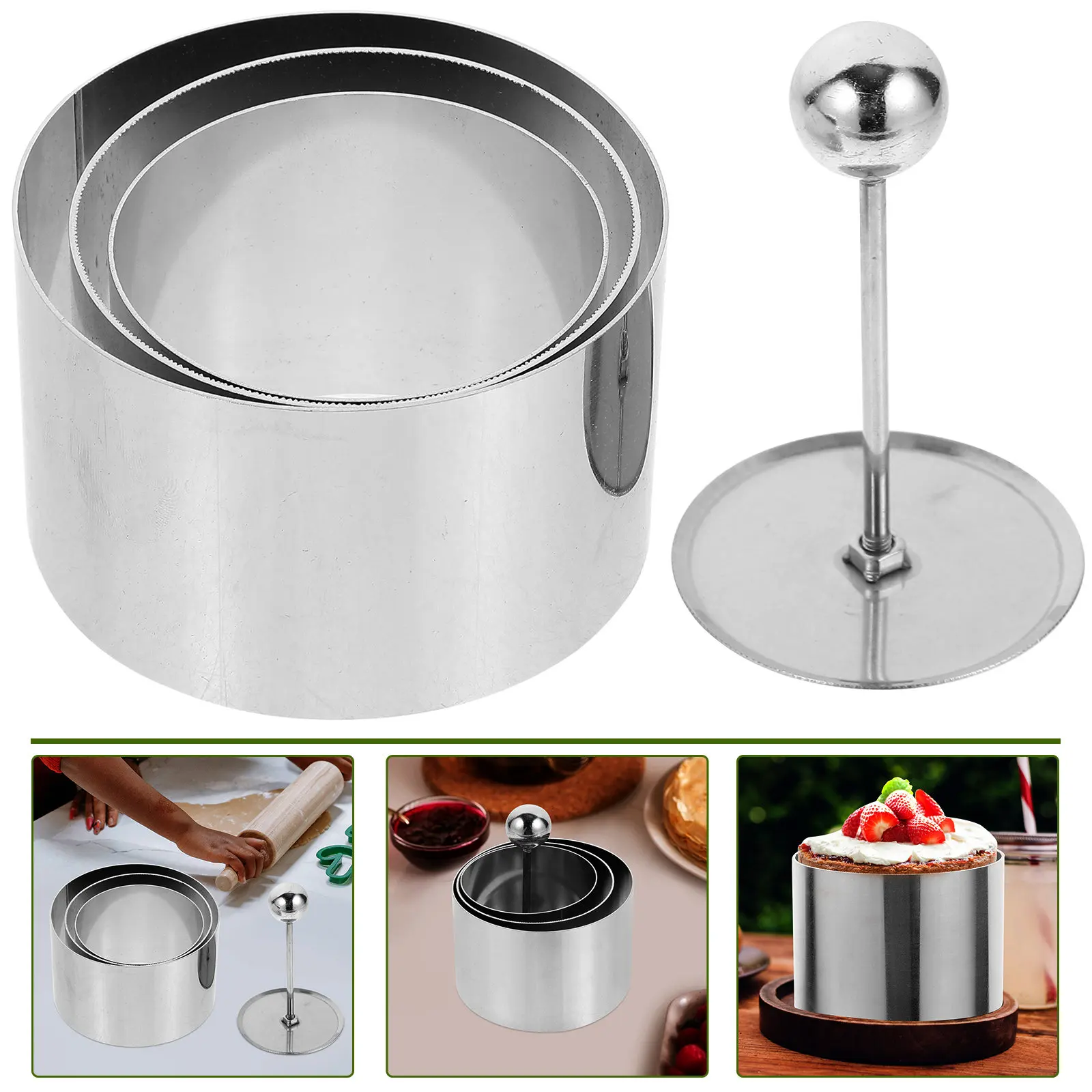 Stainless Steel Cake Ring Set – Smooth Oil-Resistant Mousse Collar for Baking, Decorating Cakes, Cookies, Chocolate