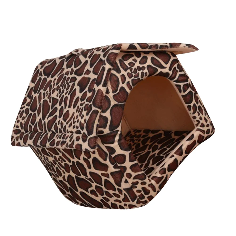 

Leopard Design Warm Pet Pet Bed Small Dog Cat Puppy Durable Sponge Stuffed Anti-Slip Bottom Comfortable Sleeping Bed Size